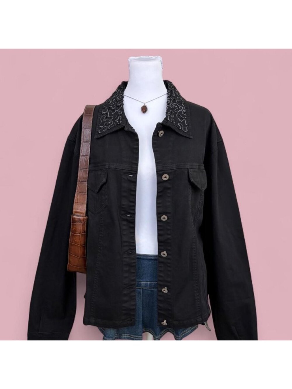 black quirky whimsical beaded boho jacket